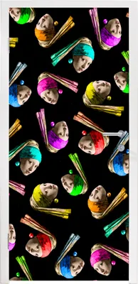 Produktbild von MuchoWow® Türtapete Selbstklebende Türfolie Das Mädchen mit dem Perlenohrring - Regenbogen - Schnittmuster 95x235 cm Türposter Türaufkleber Klebefolie Türklebefolie - XXL-Poster - Türtapeten - Türplakaten