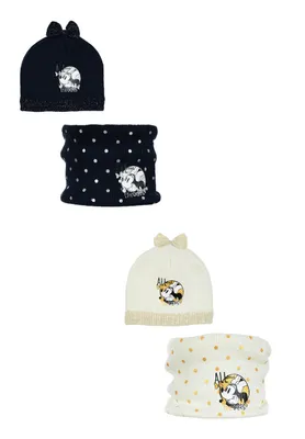 Produktbild von Minnie Mouse Mädchen Kinder Winter Set 2 tlg. Mütze und Schal , Farbe:Dunkel-Blau, Größe:52