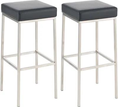 Produktbild von 2er Set Barhocker Montreal 85 Kunstleder edelstahl schwarz