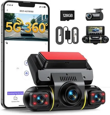 Immagine prodotto di Telecamera anteriore e posteriore per auto – Dashcam doppia – Full HD – Visione notturna – Sensore di movimento – Funzione zoom – Modalità parcheggio – Registrazione automatica