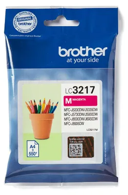 Zdjęcie produktu dla Brother LC3217M, Purpurowy, Tusz na bazie pigmentu, 550 ml, 1 szt., 550 stron(y), Jednopak