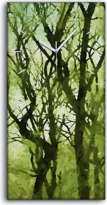 Produktbild von Küchenuhr Bürouhr Leinwand Uhr 30x60 Malerei Abstrakte Wald Bäume Zweige Kunst - weiße Hände