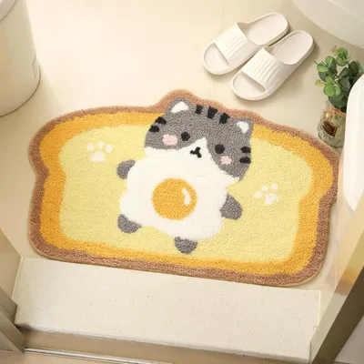 Obrázek produktu pro Koupelnová předložka ve tvaru kočky, 50 x 80 cm, extra měkká, savá, lze prát v pračce