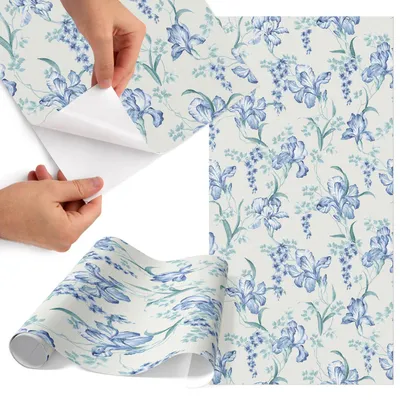 Produktbild von Möbelfolie 50x100 cm - Klebefolie Möbel - Selbstklebende Folie - Folie für Möbel - Möbelfolie Küche - Klebefolie Küche - Möbelfolie Schrank - Wasserdicht - Abwaschbar - Selbstklebend - Luftblasenfrei - Rückstandslos entfernbar - Blumenmuster