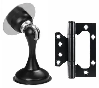 Immagine prodotto di Porte magnetiche + cerniere in acciaio inossidabile, non forate, resistenti, nere, in acciaio inossidabile