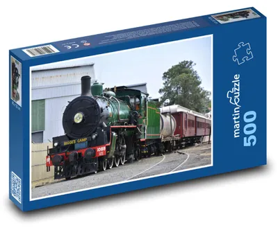 Produktbild von Puzzle 500 Historischer Dampflok auf der Eisenbahn - martinpuzzle