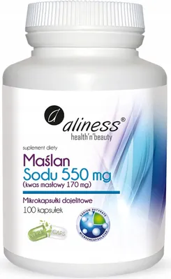 Productafbeelding van ALINESS Natriumbutyraat 550 mg. Boterzuur. Voor de spijsvertering en de darmen. 100 capsules