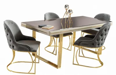 Produktbild von Luxus Essgruppe Essecke Esszimmermöbel Esstisch Stühle Set 9tlg Beige