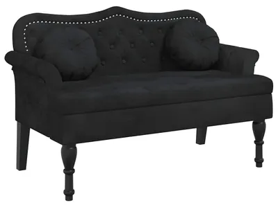 Immagine prodotto di Panchina con cuscino in velluto nero 120,5x65x75 cm