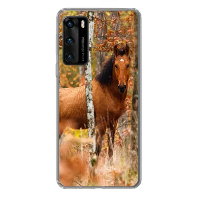 Produktbild von MuchoWow® Handyhülle Schutzhülle Hülle für Huawei P40 Pferd - Wald - Braun Silikon Softcase Handy Hülle - Handytasche