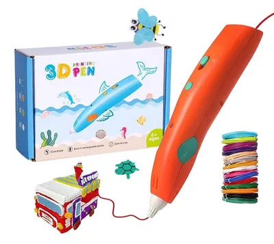 Produktbild von ZELURXX 3D Druckstift für Kinder, DIY 3D Malstift, Niedrigtemperatur, Geschenk zu Weihnachten/Geburtstag, 3D Zeichenstift, PCL, Orange
