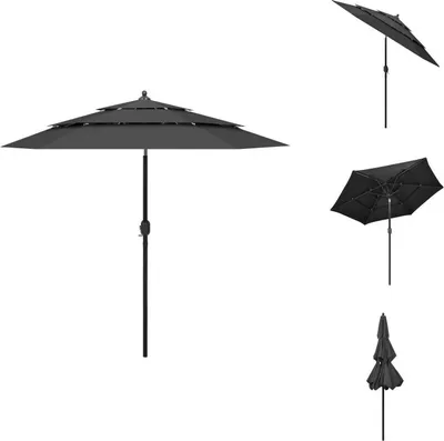 Image de vidaXL Parasol avec mât en aluminium 3 couches Anthracite 2,5 m - Parasols & Protection solaire