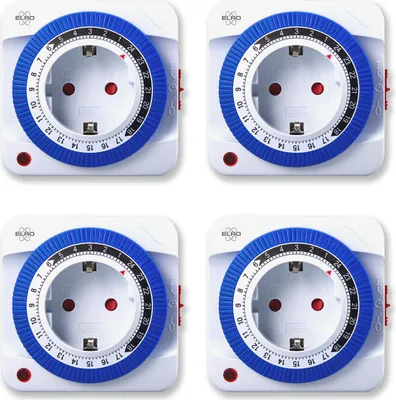 Produktbild von 4er Set, Steckdosen mit mechanischer Zeitschaltuhr, Timer analog manuell, H 8cm