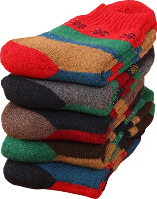 Produktbild von Wollsocken, 5 Paar, warme Socken, dicke Stricksocken, kuschelige Wintersocken für Damen, Geschenkidee