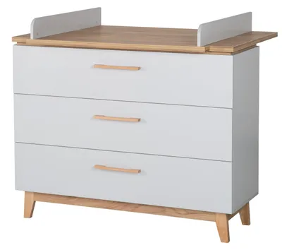 Image de Table à langer large roba avec plan à langer « Caro », fermeture douce, 3 tiroirs, hauteur de change 94 cm