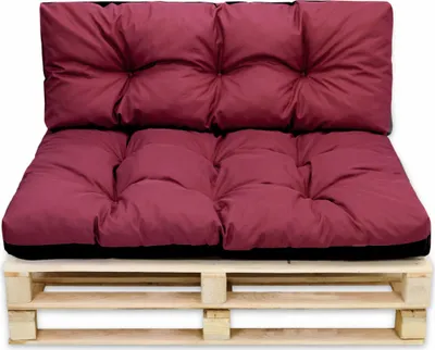 Obrázok produktu pre Súprava vankúšov z paliet: zadný vankúš 40x120 cm a sedací vankúš 80x120 cm - vankúše na europalety Pohovka z paliet a nábytok z paliet Vankúš z paliet švestka