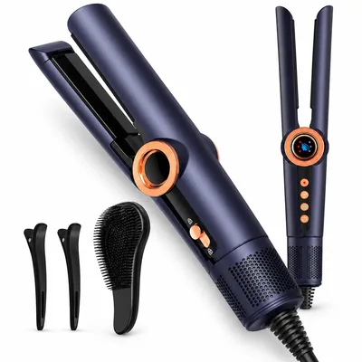 Produktbild von Heißluftbürste 2 in 1, Föhn und Haarglätter Bürste mit 3 Temperaturstufen, Ionen Technologie, 1200W, für glattes Haar Styling