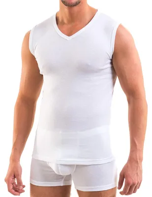 Produktbild von HERMKO 3050 Herren Muskelshirt V-Neck aus 100% Baumwolle Atlethic Vest Unterhemd, Größe:D 11 = EU 5XL, Farbe:weiß