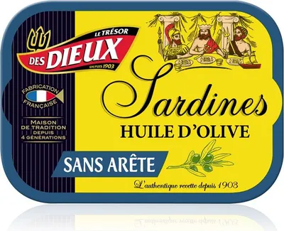 Produktbild von Des Dieux Sardinen in Olivenöl ohne Gräten