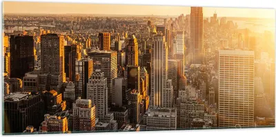 Produktbild von Bilder auf glas - New York Wolkenkratzer Manhattan - 120x50cm - Glasbilder - Wandbilder - Kunstdruck - zum Aufhängen bereit - Wanddekoration aus Glas - Glas Bilder - Wandbild auf Glas - GAB120x50-2672