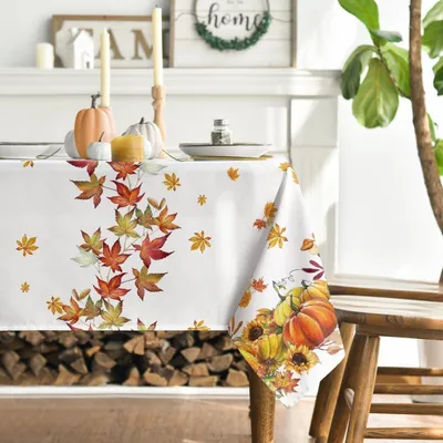 Obrázok produktu pre Jesenný obrus tekvice javorové listy slnečnice 140x110 cm oranžová