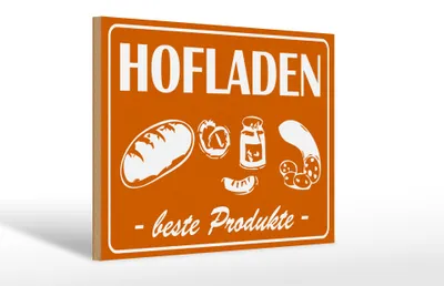 Produktbild von Holzschild Hinweis Hofladen Beste Produkte, 30 x 20 cm, Holzschilder Bauernhof Landwirt
