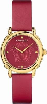 Produktbild von Versace VEPN00220 Safety Pin gold rot Leder Armband Uhr Damen NEU