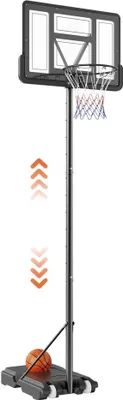 Zdjęcie produktu dla Obręcz do koszykówki - Regulowany stojak do koszykówki 122-305 cm - System do koszykówki w kolorze czarnym - Odporny na warunki atmosferyczne i rdzę - Stojak na obręcz do koszykówki mobilny z wodą lub piaskiem.