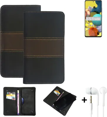 Produktbild von K-S-Trade Handyhülle + Kopfhörer kompatibel mit Samsung Galaxy A51 5G Schutzhülle Walletcase Bookstyle Tasche Schutz Case Hülle Wallet Cover