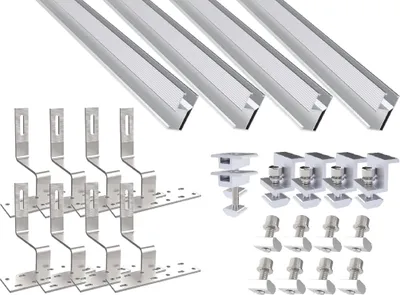 Produktbild von TRANGO ST-0008*2 PV-Anlage Montage Set für 2x Solarmodul bis 120cm breit Balkonkraftwerk auf Ziegeldach, Schrägdach, Mini PV-Anlage Dachhalterung, Dachmontage