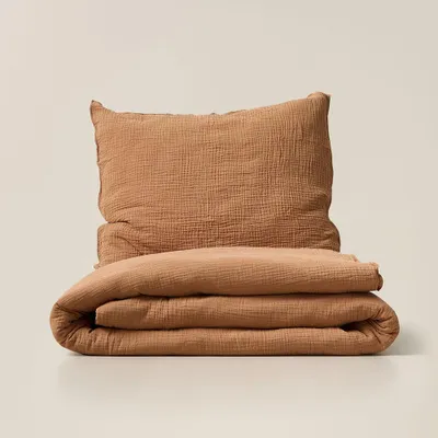 Produktbild von Petite Amélie Bettwäsche-Set – 140x200 cm – Musselin-Baumwolle – Kamel