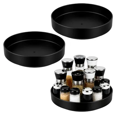 Produktbild von 3 Stück 25,8cm Drehteller Schwarz, Lazy Susan Drehteller Organizer Metall, Drehbares Gewürzregal Drehbarer Organizer für Gewürze, küche, Badezimmer