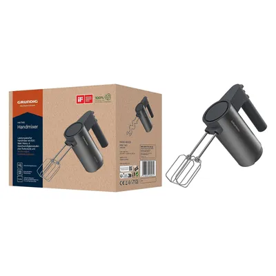 Produktbild von Grundig Delisia Novus HM 7140, Handmixer, Schwarz, Schlagen, Kneten, Mixen, Edelstahl, Edelstahl, 500 W