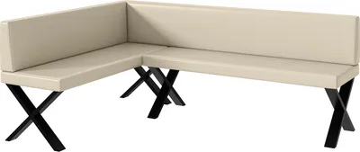 Produktbild von MEBLINI Eckbank für Esszimmer - Küchenbank - Essecke - Sitzecke Küche - TONI - X-Beine 142x196x87cm Links - Creme Kunstleder