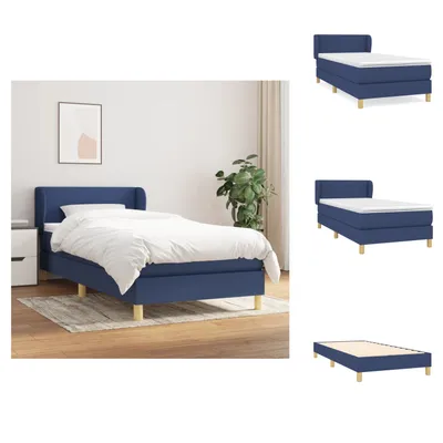 Imagen del producto de vidaXL Base de cama con somier y colchón, color azul, 80x200 cm, tapizado en tela - Camas y estructuras de cama