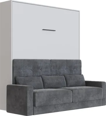 Produktbild von Schrankbett M1 140x200 Perlgrau mit Sofa Anthrazit mit Armlehnen 11cm Breite