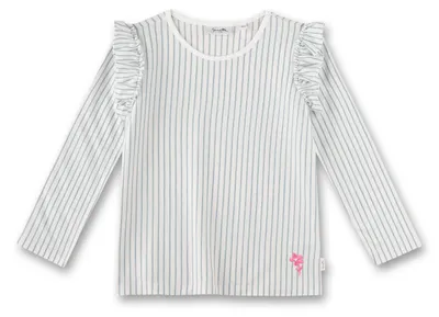 Produktbild von Sanetta Pure Mädchen-Langarmshirt blau Ringel mit Rüschen 128