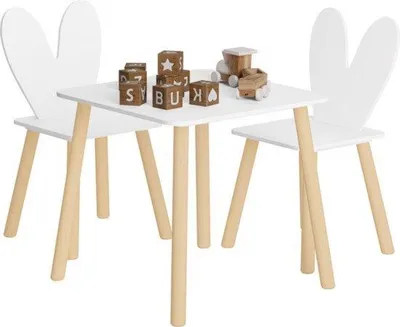 Obrázek produktu pro Dětský stůl se 2 židlemi, MDF a dřevo, skandinávský design