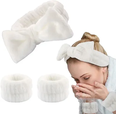 Produktbild von Spa Haarband Set, 3 Stück, weiches Mikrofasermaterial, für Make-up und Gesichtswäsche