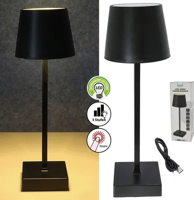 Produktbild von LED Tischleuchte schwarz 17 LEDs 8,5x32cm USB Ladefunktion Touchfunktion 3 Helligkeitsstufen 35 Lumen Tischbeleuchtung