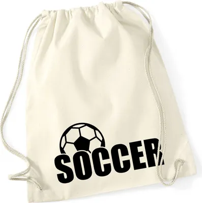 Produktbild von Huuraa Turnbeutel Soccer Ball 12 Liter Natural Baumwolle Rucksack Geschenkidee