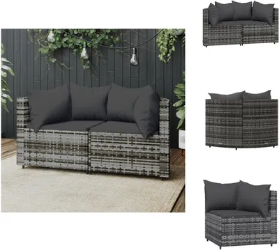 Immagine prodotto di vidaXL Divani da giardino ad angolo con cuscini 2 pz. Rattan grigio - Divani da giardino
