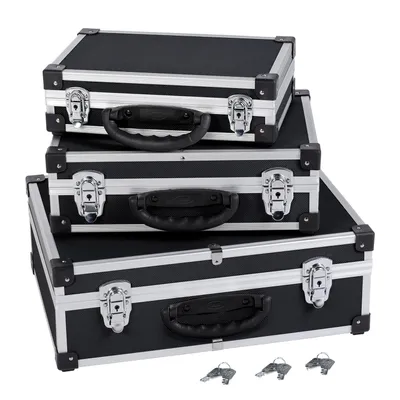 Produktbild von Alukoffer schwarz 3-in-1 Werkzeugkoffer Set Universalkoffer Transportkoffer