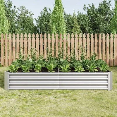Image de Bac de jardin - Haut - Acier inoxydable - Sans fond - Pour légumes