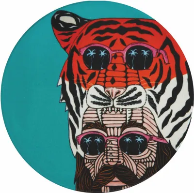 Produktbild von Maxwell & Williams DU0192 MULGA Untersetzer rund, 10,5 cm, Tiger Man (Tiger & Mann), Keramik - Kork