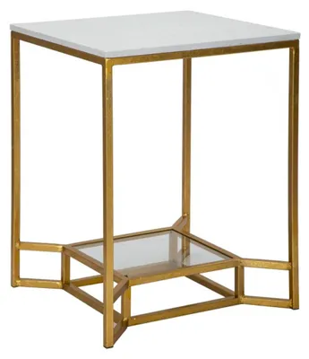 Immagine prodotto di Mauro Ferretti tavolino Doppio Marmo 47x47x60 cm bianco oro