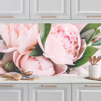 Produktbild von Küchenrückwand Blumen selbstklebend - 0.65 mm Wandpaneel wasserfest Rose rosa Landhaus Spritzschutz fugenlos