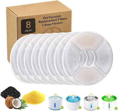 Productafbeelding van Waterfilterset voor huisdieren, 8 stuks, met actieve kool en ionenwisselaar
