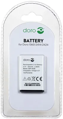 Produktbild von Doro Akku DBP-800B mit 3,7 Volt Spannung und 800 Milliamperestunden Kapazität