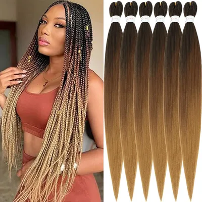 Imagen del producto de Solidchoice - Extensiones de cabello para trenzas, preestiradas, de 36 pulgadas, color degradado marrón